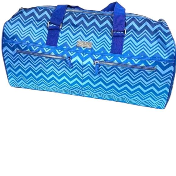 Missoni parfum weekender travel duffel bag large blue zig zag print NWT - Picture 2 of 5
